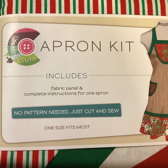 Creative Cuts APRON KIT Cut & Sew Christmas Gingerbread men 1 Size Fits Most New - Picture 2 of 8